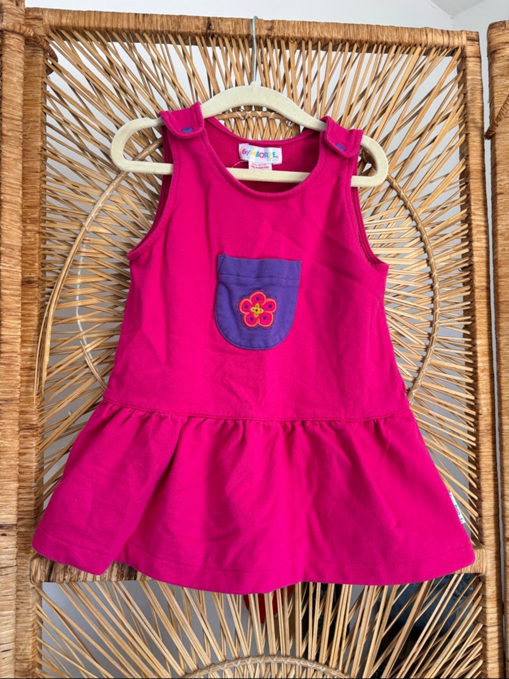 Vintage Gymboree -rainbow tag- Fuchsia Sleeveless Dress with Purple Pocket
